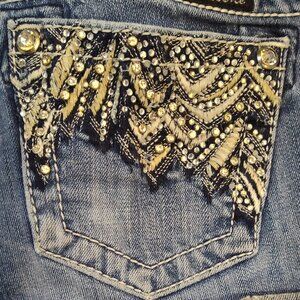 Miss Me Size 25 Style JP8194B Signature Bootcut Embellished Rhinestone Hippie St